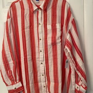 Old Navy Red and White Stripe Linen  Shirt
